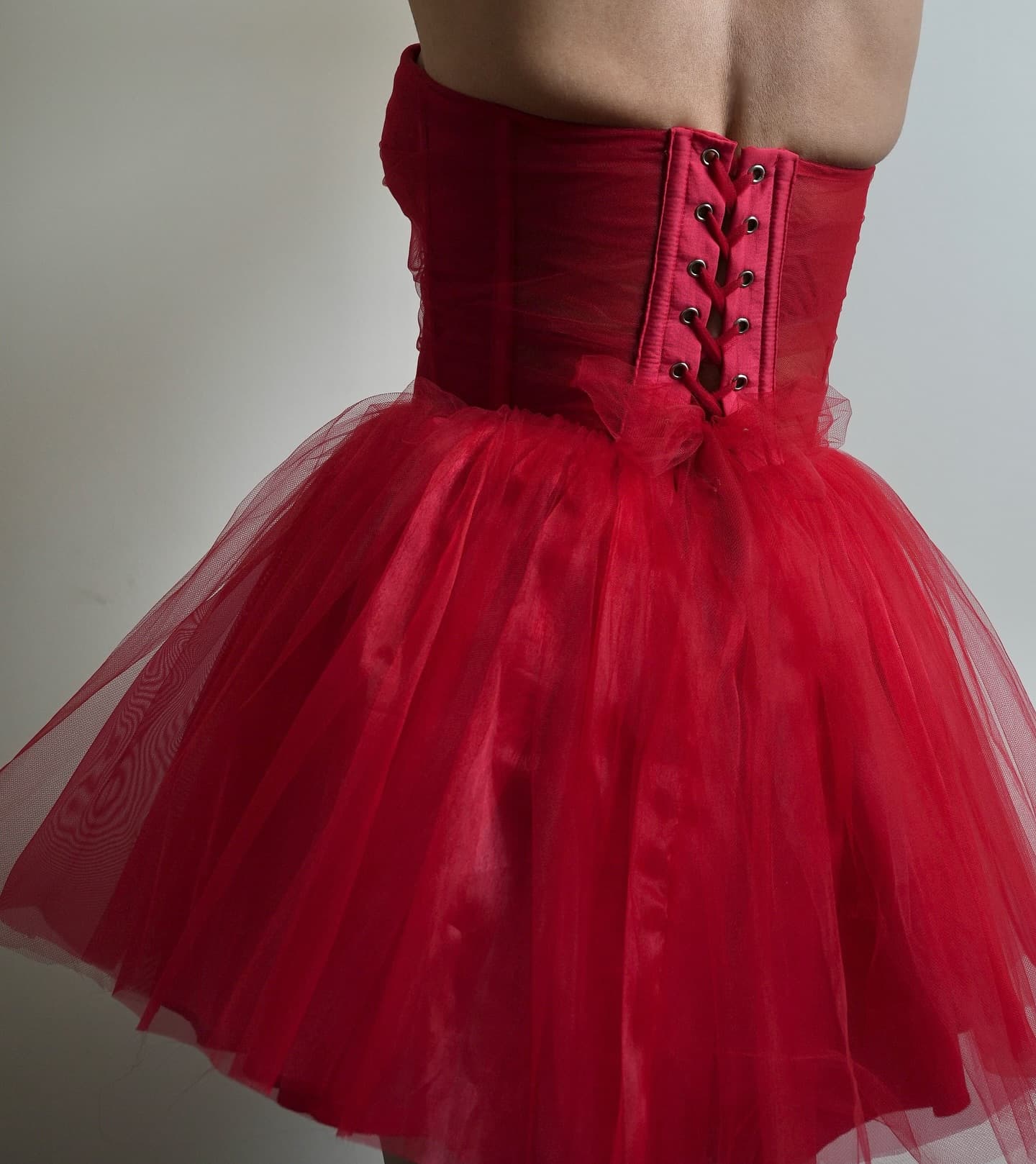 Back view of the red dress